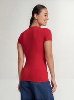 Blusa Básica Manga Curta Em Malha De Algodão
