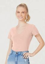 Blusa Básica Manga Curta Em Malha De Algodão