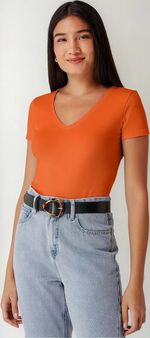 Blusa Básica Manga Curta Em Malha De Algodão