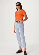 Blusa Básica Manga Curta Em Malha De Algodão