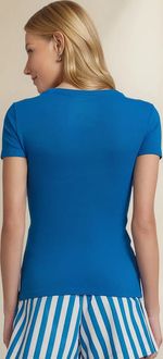 Blusa Básica Manga Curta Em Malha De Algodão
