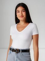 Blusa Básica Manga Curta Em Malha De Algodão