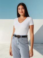 Blusa Básica Manga Curta Em Malha De Algodão