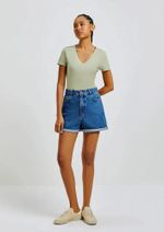 Blusa Básica Manga Curta Em Malha De Algodão