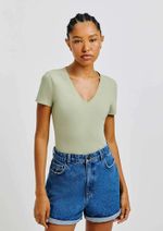 Blusa Básica Manga Curta Em Malha De Algodão