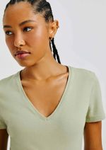 Blusa Básica Manga Curta Em Malha De Algodão