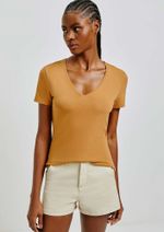 Blusa Básica Manga Curta Em Malha De Algodão