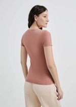 Blusa Básica Manga Curta Em Malha De Algodão