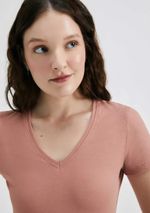 Blusa Básica Manga Curta Em Malha De Algodão
