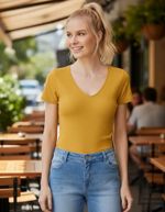 Blusa Básica Manga Curta Em Malha De Algodão