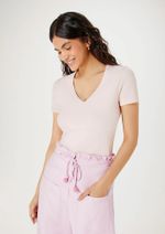 Blusa Básica Manga Curta Em Malha De Algodão