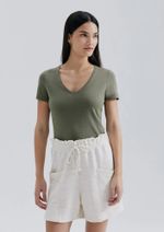 Blusa Básica Manga Curta Em Malha De Algodão