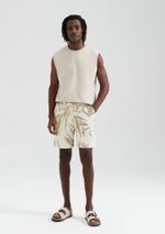 Bermuda Masculina Floral Em Linho