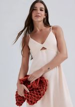 Vestido Midi Decote V Com Vazado Em Viscose E Linho