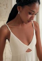 Vestido Midi Decote V Com Vazado Em Viscose E Linho