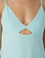 Vestido Midi Decote V Com Vazado Em Viscose E Linho