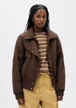 Jaqueta Puffer Feminina Gola Alta Em Nylon