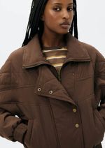 Jaqueta Puffer Feminina Gola Alta Em Nylon
