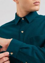 Camisa Básica Masculina Manga Longa Slim Em Linho