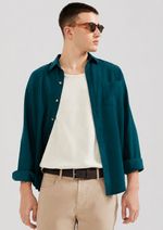 Camisa Básica Masculina Manga Longa Slim Em Linho