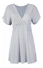Vestido Curto Decote V Transpassado Estampado