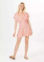 Vestido Curto Decote V Transpassado Estampado