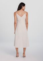 Vestido Midi Alças Finas Com Linho Bege G