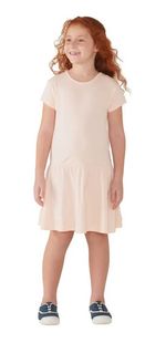 Vestido Básico Manga Curta Em Malha De Algodão