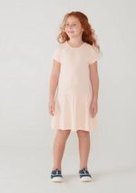 Vestido Básico Manga Curta Em Malha De Algodão
