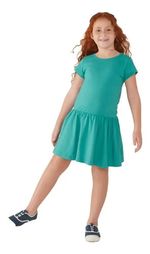 Vestido Básico Manga Curta Em Malha De Algodão