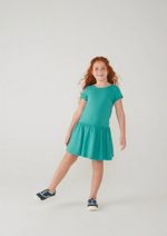 Vestido Básico Manga Curta Em Malha De Algodão
