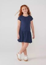 Vestido Básico Manga Curta Em Malha De Algodão