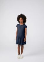 Vestido Básico Manga Curta Em Malha De Algodão