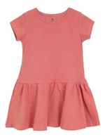 Vestido Básico Manga Curta Em Malha De Algodão