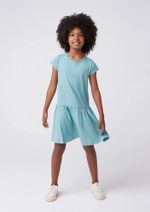Vestido Básico Manga Curta Em Malha De Algodão