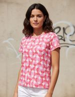 Blusa Feminina Manga Curta Em Malha De Algodão Estampada