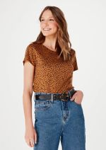 Blusa Feminina Manga Curta Em Malha De Algodão Estampada