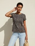 Blusa Feminina Manga Curta Em Malha De Algodão Estampada