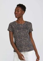 Blusa Feminina Manga Curta Em Malha De Algodão Estampada