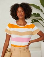 Blusa Feminina Manga Curta Em Malha De Algodão Estampada