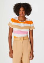 Blusa Feminina Manga Curta Em Malha De Algodão Estampada