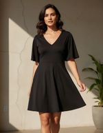 Vestido Curto Evasê Decote Em V