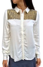 Camisa Em Viscose Bordados Em Tule 