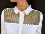 Camisa Em Viscose Bordados Em Tule 