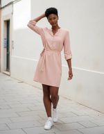 Vestido Curto Básico Manga Longa Com Amarração - Verde
