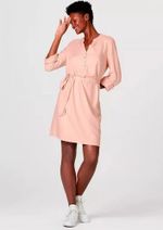 Vestido Curto Básico Manga Longa Com Amarração - Verde