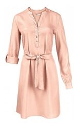 Vestido Curto Básico Manga Longa Com Amarração - Verde
