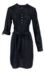 Vestido Curto Básico Manga Longa Com Amarração - Verde