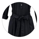 Vestido Curto Básico Manga Longa Com Amarração - Verde