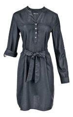 Vestido Curto Básico Manga Longa Com Amarração - Verde